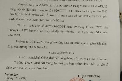 Công khai dự toán thu chi ngân sách nhà nước năm 2021